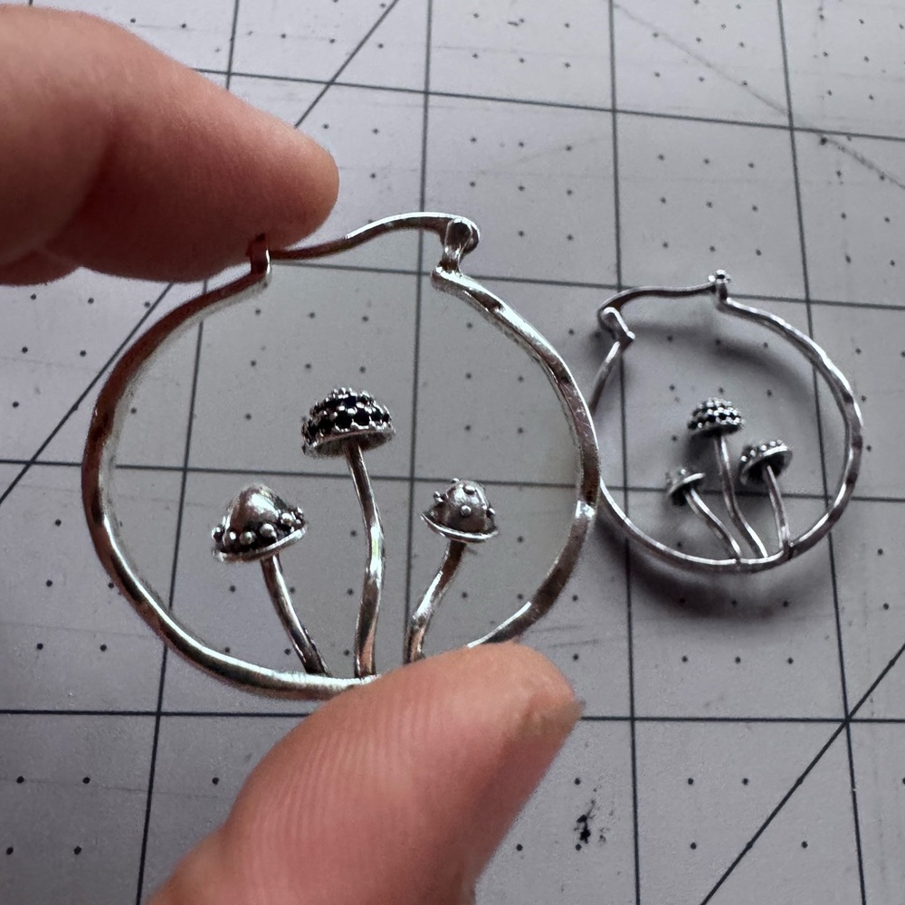 3D mushrooms hoops earrings
